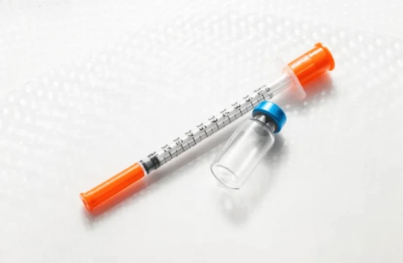 Medical syringe and vial for BPC-157 peptide reconstitution