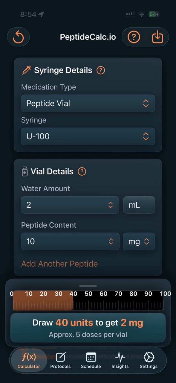 PeptideCalc.io calculator theme: Teal Ember